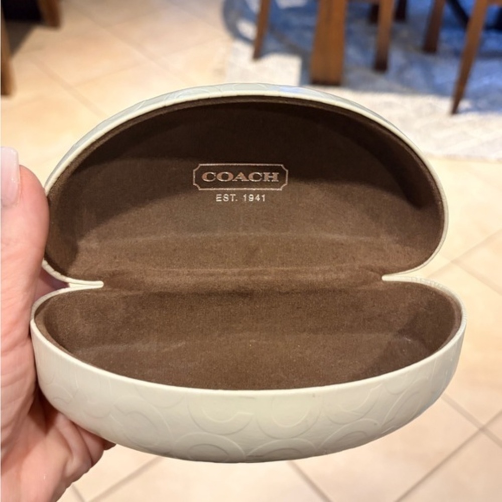 Coach White Embossed Sunglasses Case Large